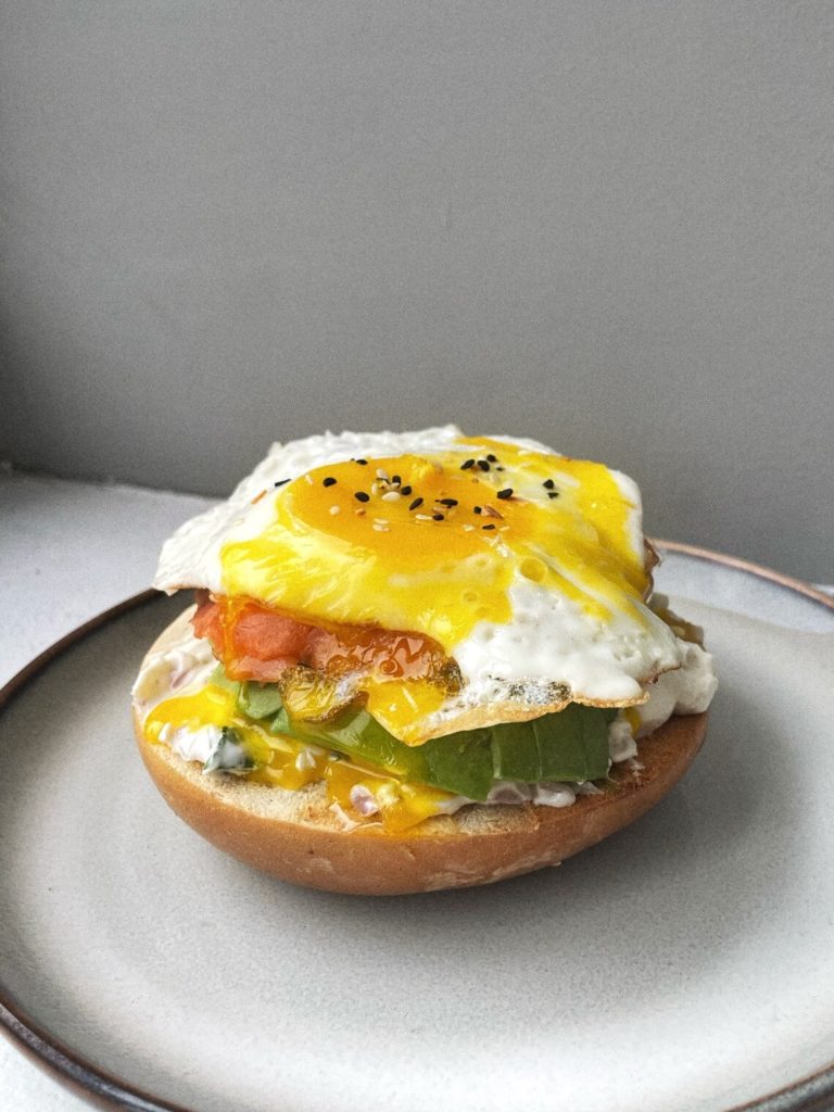 Smoked salmon and avocado bagel