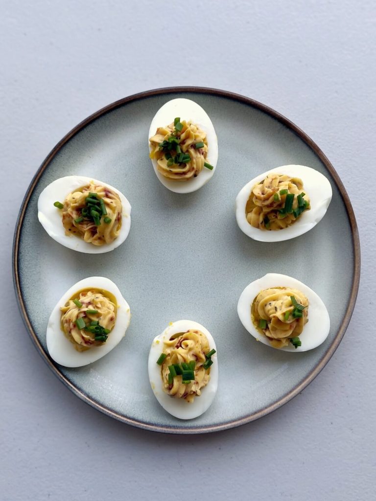 Classic Deviled Eggs with Sun-Dried Tomato