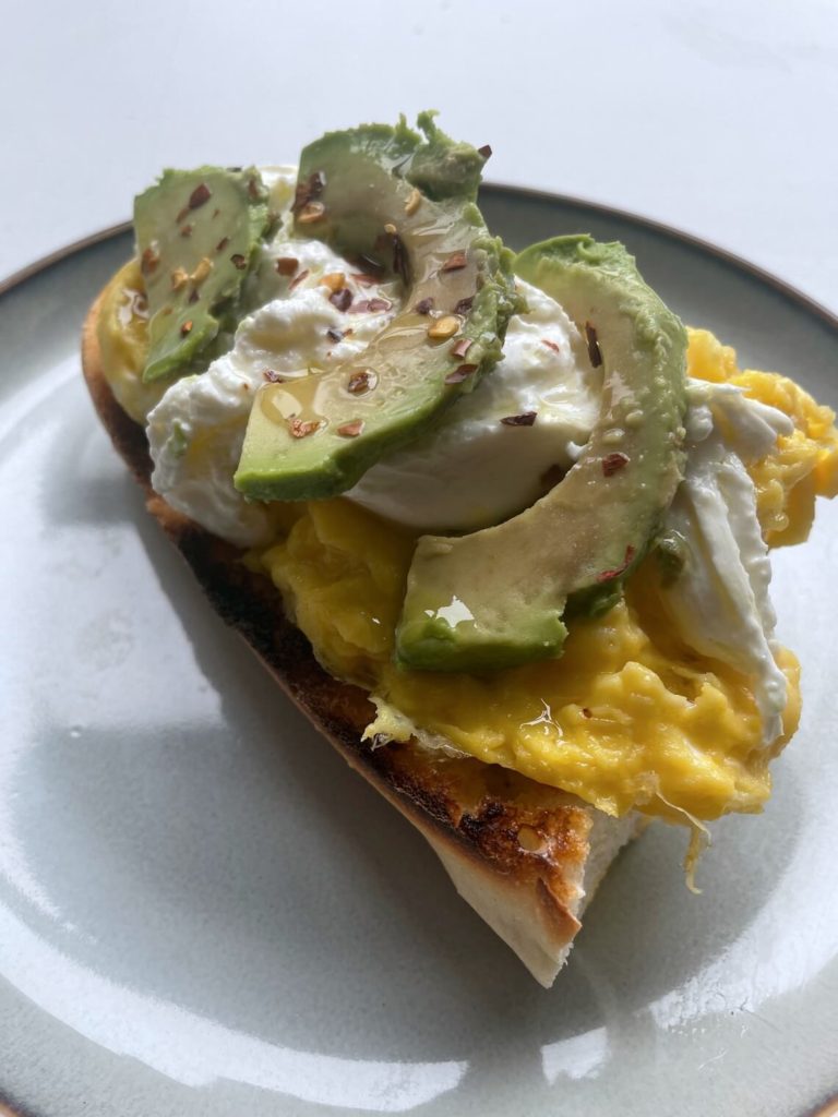 omelette with buratta and avocado