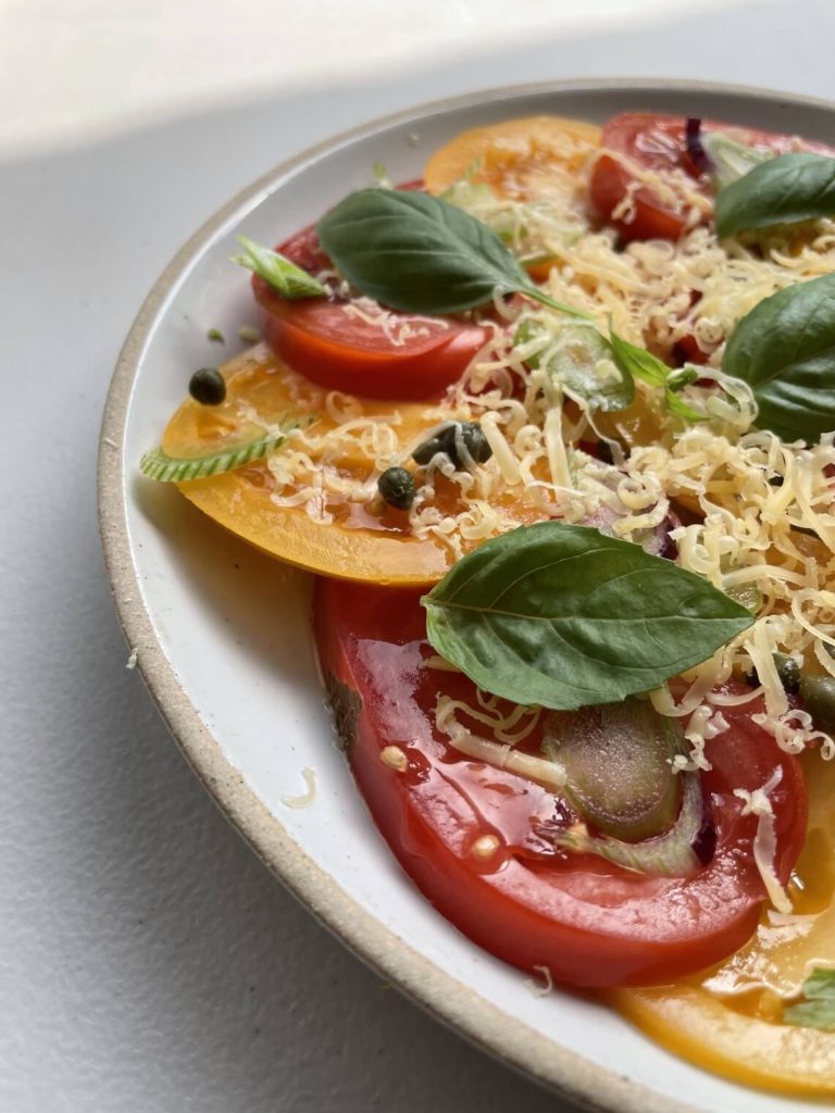 tomato capers and cheese salad