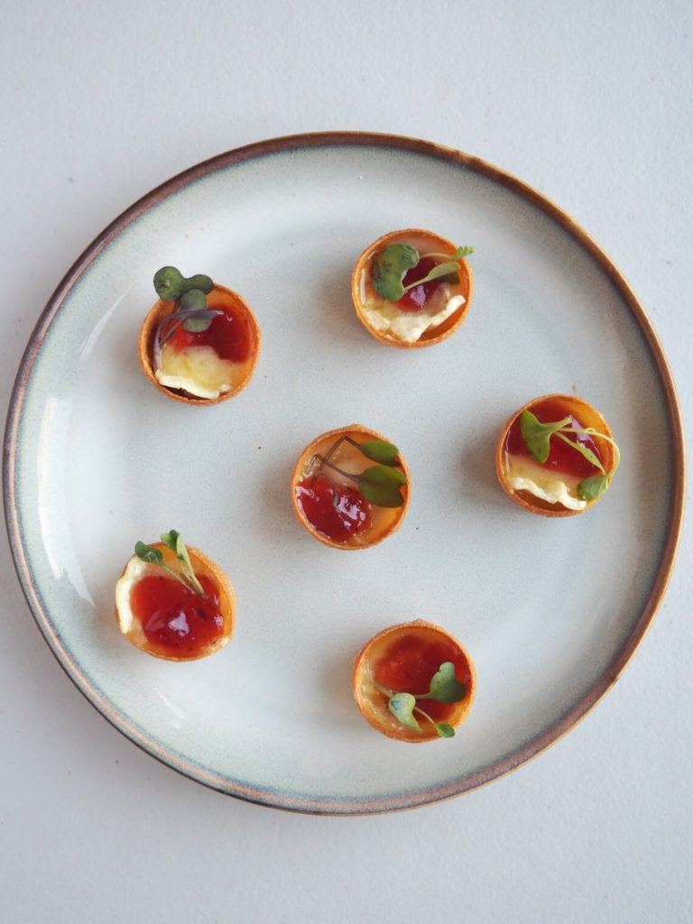 Tartlet Shells with Brie and Strawberry Jam