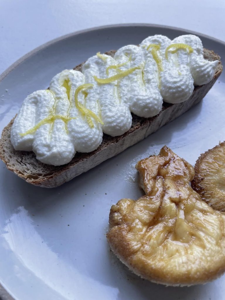 ricotta and cloudy mushrooms toast