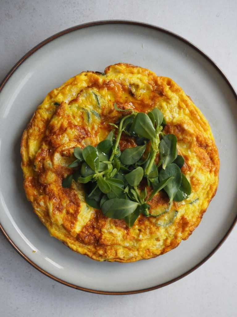 Fresh Zucchini and Onion Omelette